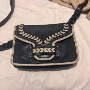 orYANY / Braided Leather Crossbody Bag / Shoulder Bag Preloved -  Black & Cream